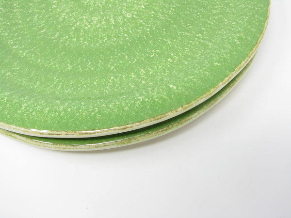 Vietri Italy Sorrento Green Speckled Dinner Plates with Subtle Organic Shape - 2 Pieces