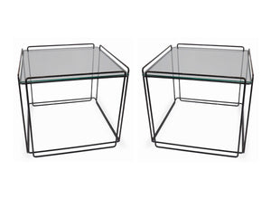 Vintage 1970s Max Sauze Isosceles End Tables With Smoked Glass Top - a Pair