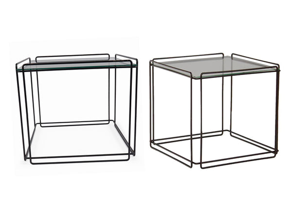 Vintage 1970s Max Sauze Isosceles End Tables With Smoked Glass Top - a Pair