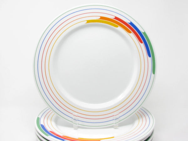 Vintage 1980s Studio Nova Hi-Fi Dinner Plates with Rainbow Pattern - 7 Pieces