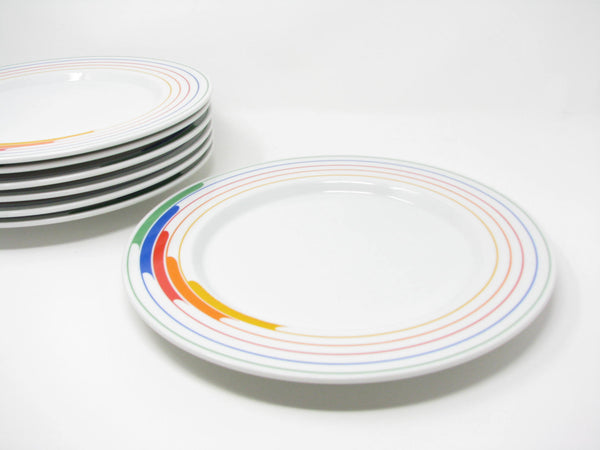 Vintage 1980s Studio Nova Hi-Fi Dinner Plates with Rainbow Pattern - 7 Pieces