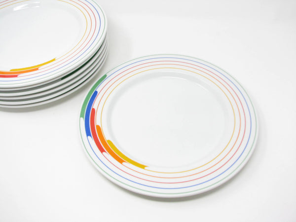 Vintage 1980s Studio Nova Hi-Fi Dinner Plates with Rainbow Pattern - 7 Pieces