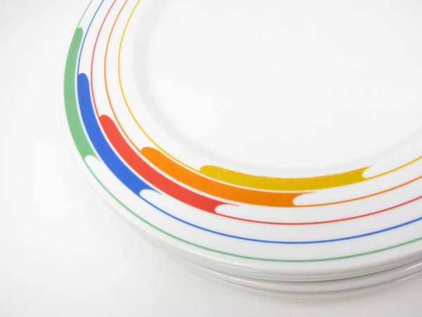 Vintage 1980s Studio Nova Hi-Fi Dinner Plates with Rainbow Pattern - 7 Pieces