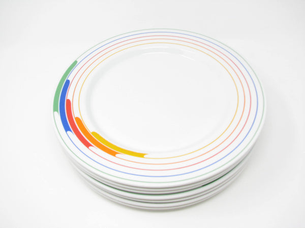 Vintage 1980s Studio Nova Hi-Fi Dinner Plates with Rainbow Pattern - 7 Pieces