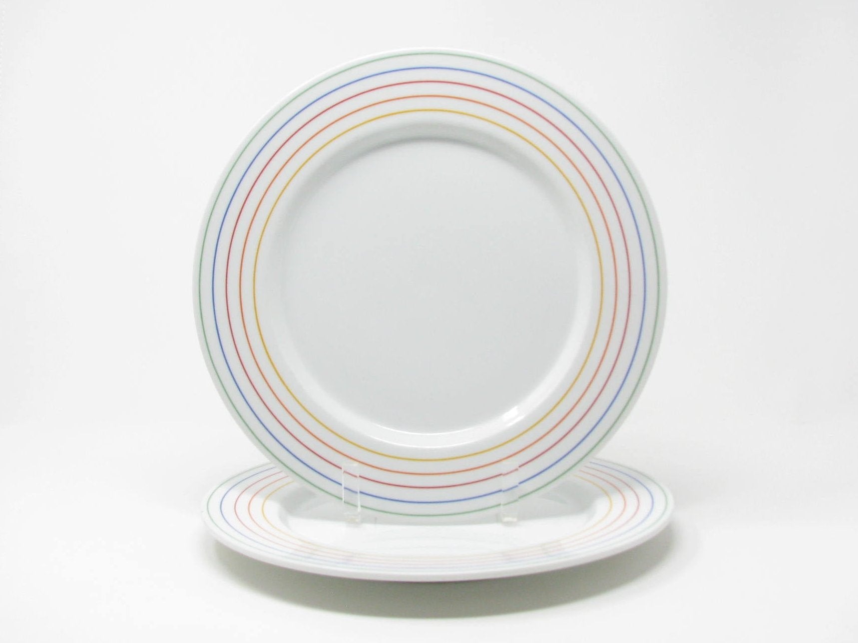 Vintage 1980s Studio Nova Stereo Dinner Plates with Rainbow Pattern - 2 Pieces