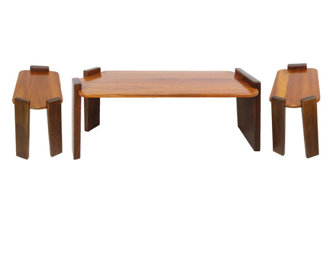 Vintage 3-Piece Walnut Occasional Tables Attributed to Mario Marenco Design for Mobil Girgi - Italy