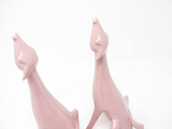 Vintage Art Deco Style Pottery Greyhound Whippet Dog Figurines - a Pair