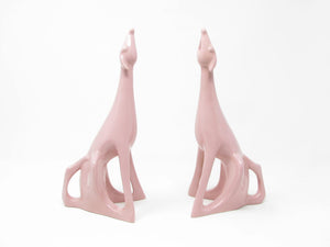 Vintage Art Deco Style Pottery Greyhound Whippet Dog Figurines - a Pair