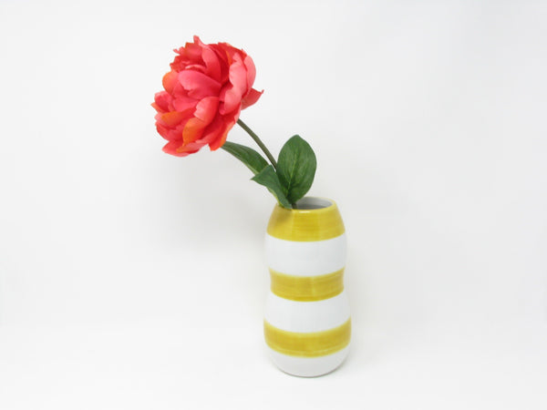 Vintage Barbara Eigen Yellow Striped Ceramic Vase