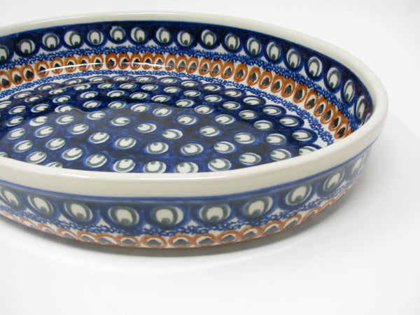 edgebrookhouse Vintage Boleslawiec Zaklady Ceramiczne Polish Pottery Oval Casserole Baker with Peacock Pattern