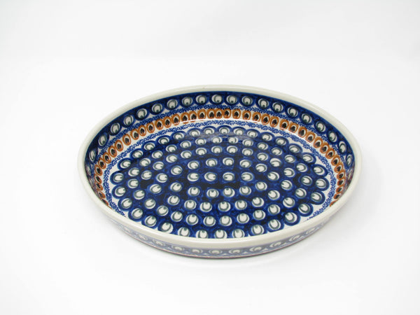 edgebrookhouse Vintage Boleslawiec Zaklady Ceramiczne Polish Pottery Oval Casserole Baker with Peacock Pattern