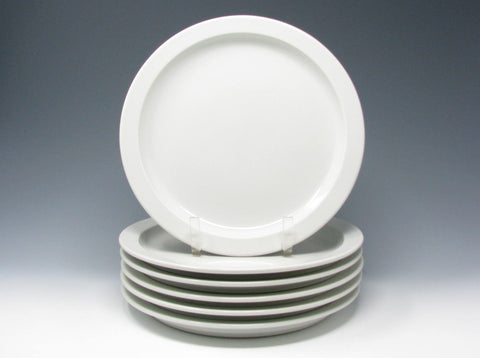 Vintage Dansk Bistro Bisserup Japan White Stoneware Dinner Plates - 6 Pieces