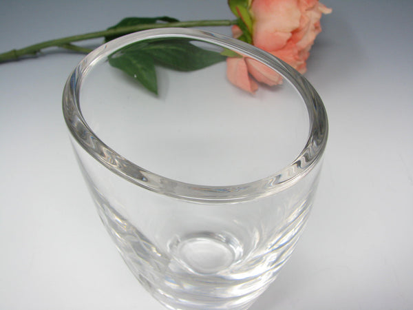 Vintage Ekenas Sweden Crystal Vase with Etched Child and Butterfly - Signed