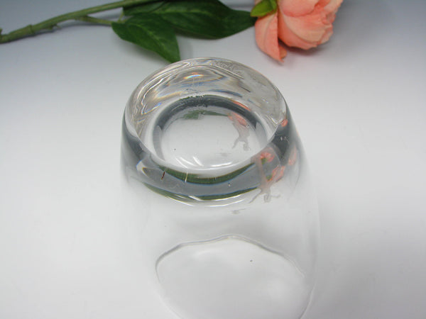 Vintage Ekenas Sweden Crystal Vase with Etched Child and Butterfly - Signed