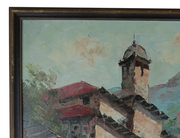 Vintage Framed Oil on Canvas of a Brazilian Village Scene Signed by Artist Pablo Matania