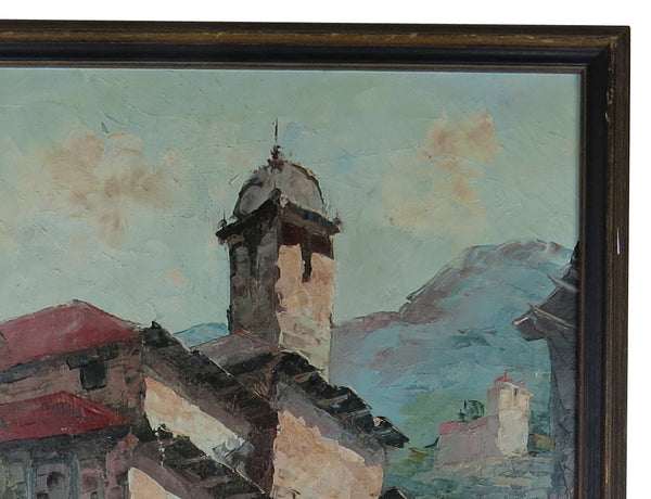 Vintage Framed Oil on Canvas of a Brazilian Village Scene Signed by Artist Pablo Matania