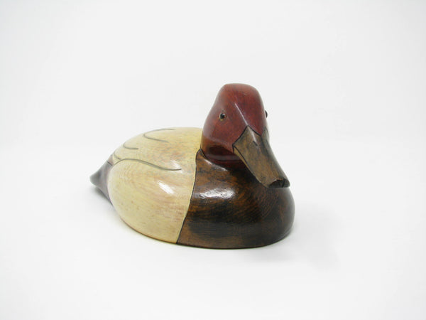 Vintage Gene Mahlin Hand-Carved and Hand-Painted Wood Canvasback Duck Figurine