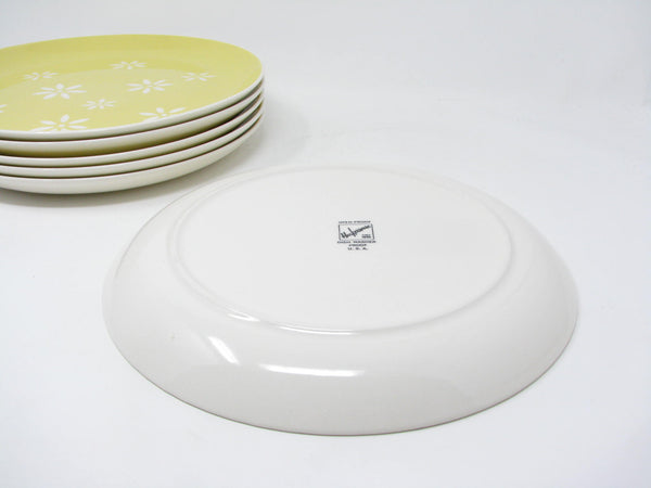 Vintage Harker Harkerware White Daisy Yellow Dinner Plates - 6 Pieces