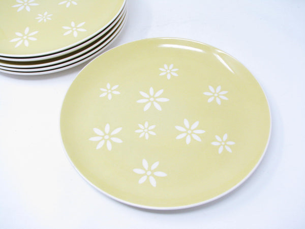 Vintage Harker Harkerware White Daisy Yellow Dinner Plates - 6 Pieces