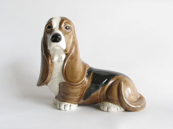 Vintage Large Ceramic Basset Hound Piggy Bank