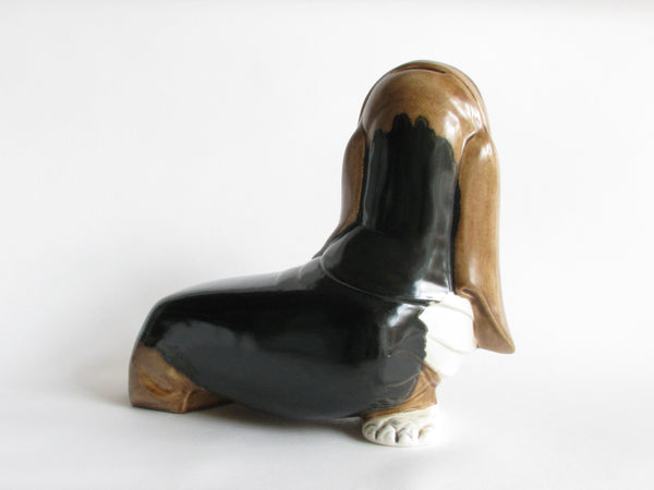 Vintage Large Ceramic Basset Hound Piggy Bank