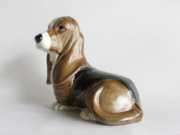 Vintage Large Ceramic Basset Hound Piggy Bank