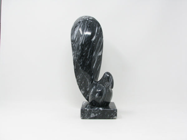 Vintage Marble Bird Statue with Large Tail