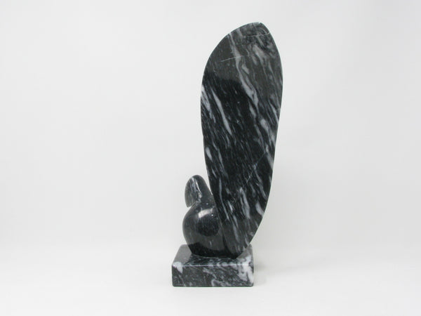 Vintage Marble Bird Statue with Large Tail