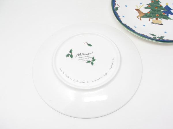 Vintage Mikasa Christmas Glow Dinner Plates with Reindeer Pattern - 2 Pieces