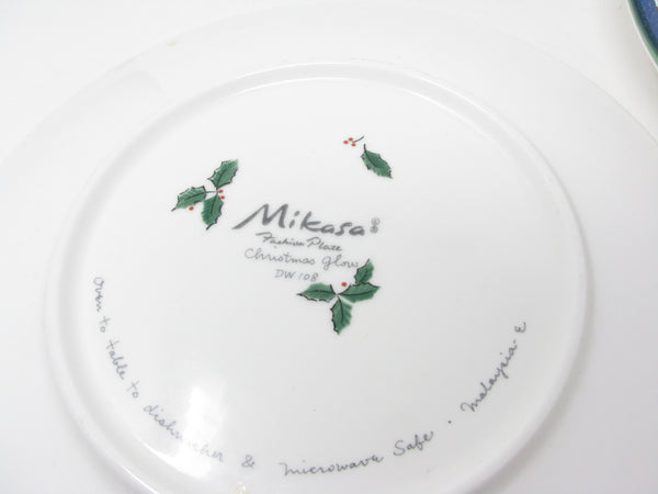 Vintage Mikasa Christmas Glow Dinner Plates with Reindeer Pattern - 2 Pieces