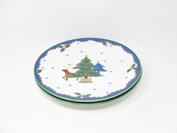 Vintage Mikasa Christmas Glow Dinner Plates with Reindeer Pattern - 2 Pieces