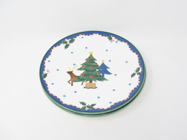 Vintage Mikasa Christmas Glow Dinner Plates with Reindeer Pattern - 2 Pieces