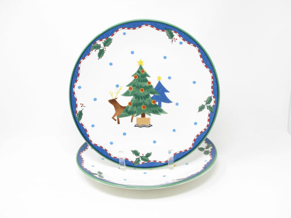 Vintage Mikasa Christmas Glow Dinner Plates with Reindeer Pattern - 2 Pieces