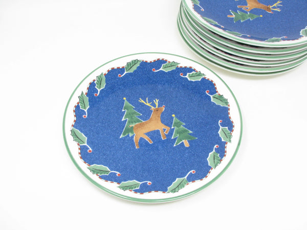 Vintage Mikasa Christmas Glow Salad Plates with Reindeer Pattern - 7 Pieces