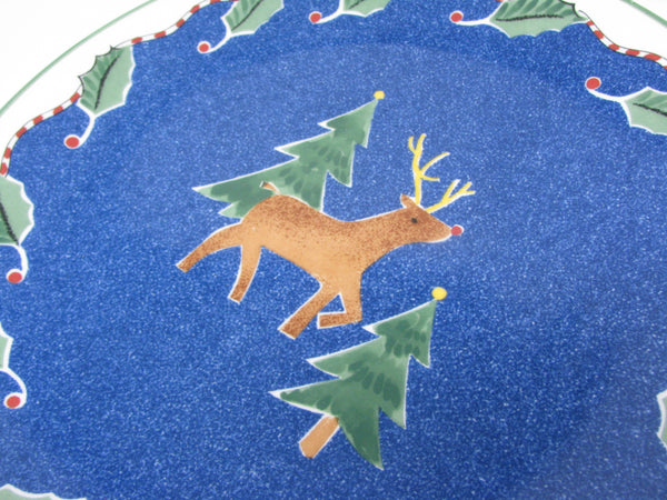 Vintage Mikasa Christmas Glow Salad Plates with Reindeer Pattern - 7 Pieces