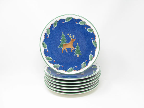 Vintage Mikasa Christmas Glow Salad Plates with Reindeer Pattern - 7 Pieces