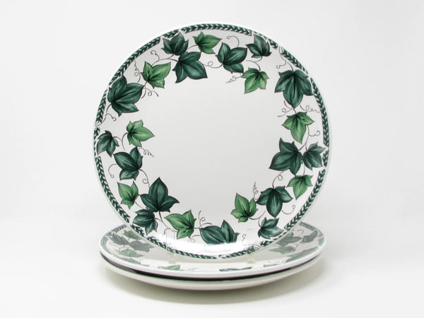 Vintage Nancy Calhoun Vista Verde Coupe Dinner Plates with Green Ivy Pattern - 3 Pieces