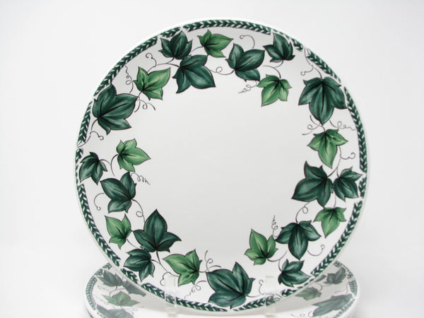 Vintage Nancy Calhoun Vista Verde Coupe Dinner Plates with Green Ivy Pattern - 3 Pieces