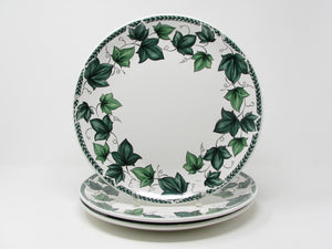 Vintage Nancy Calhoun Vista Verde Coupe Dinner Plates with Green Ivy Pattern - 3 Pieces