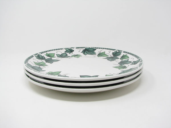 Vintage Nancy Calhoun Vista Verde Coupe Dinner Plates with Green Ivy Pattern - 3 Pieces