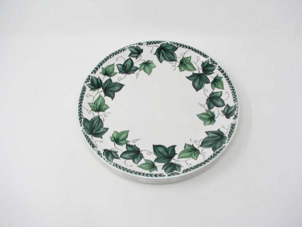 Vintage Nancy Calhoun Vista Verde Coupe Dinner Plates with Green Ivy Pattern - 3 Pieces