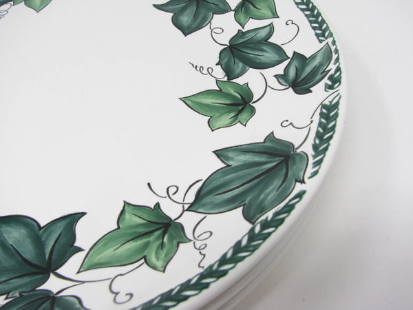 Vintage Nancy Calhoun Vista Verde Coupe Dinner Plates with Green Ivy Pattern - 3 Pieces