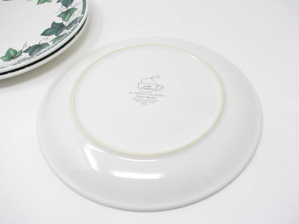 Vintage Nancy Calhoun Vista Verde Coupe Dinner Plates with Green Ivy Pattern - 3 Pieces