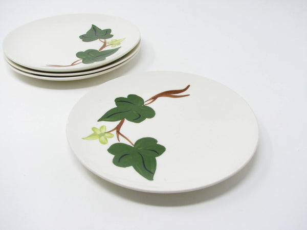 Vintage Southern Pottery Blue Ridge Baltic Ivy Ironstone Bread Plates - 4 Pieces