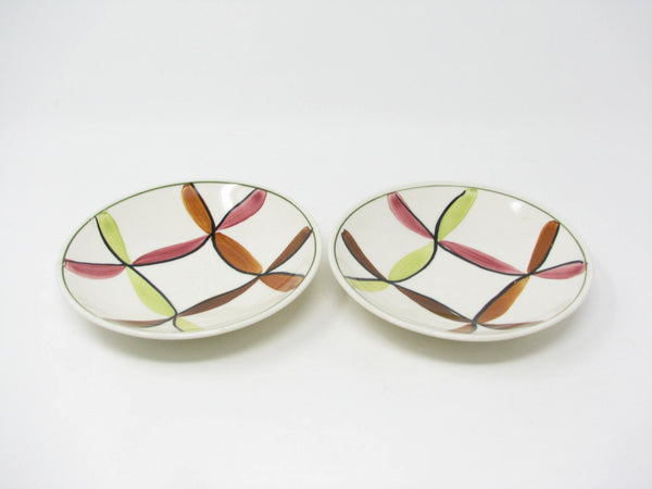 Vintage Southern Pottery Blue Ridge Streamers Twisted Ribbon Plaid Skyline Small Bowls - 2 Pieces