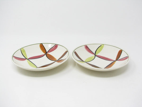 Vintage Southern Pottery Blue Ridge Streamers Twisted Ribbon Plaid Skyline Small Bowls - 2 Pieces