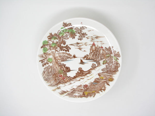 edgebrookhouse Vintage Ucagco Japan Royal Vista Dinner Plates with Coastal Castle Scene - 8 Pieces