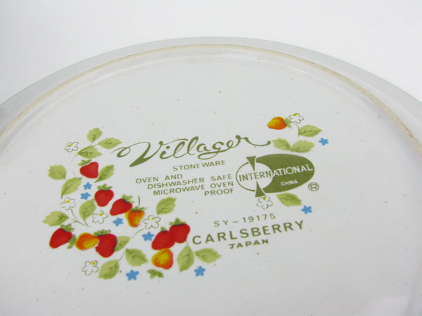 Vintage Villager Carlsberry Stoneware Salad Plates with Strawberries Made in Japan - 6 Pieces