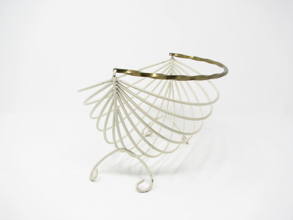 Vintage Wire Fruit Bowl or Basket with Twisted Brass Handle