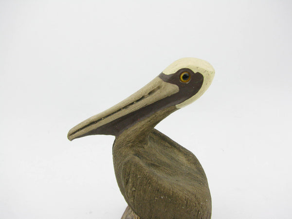 Vintage Wood Pelican Figurine Signed